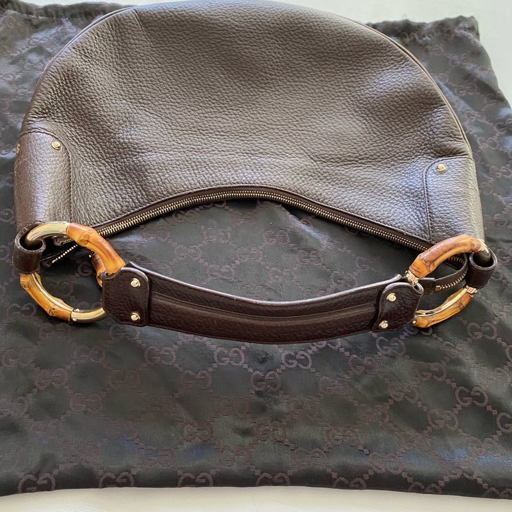 Gucci Bamboo brown leather shoulder bag